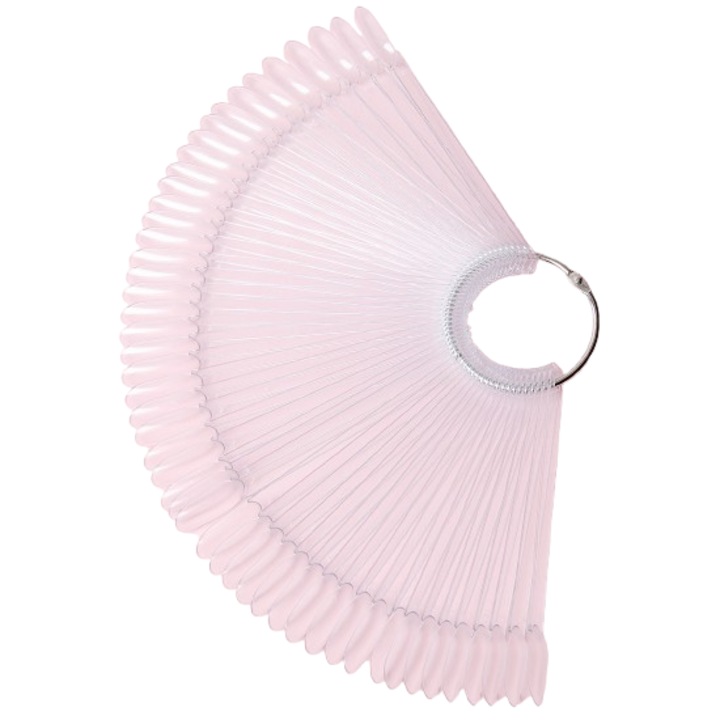 Paletar de unghii tip evantai inel, culoare transparent, 50 buc