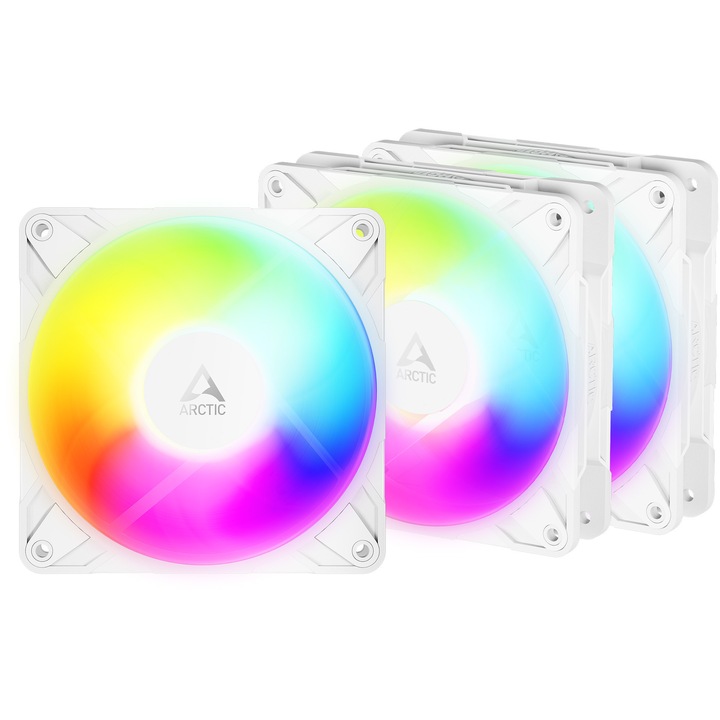 Ventilator PC Arctic P12 Pro Reverse ARGB, KIT 3x120 mm PWM, 500 -3000 rpm, Alb