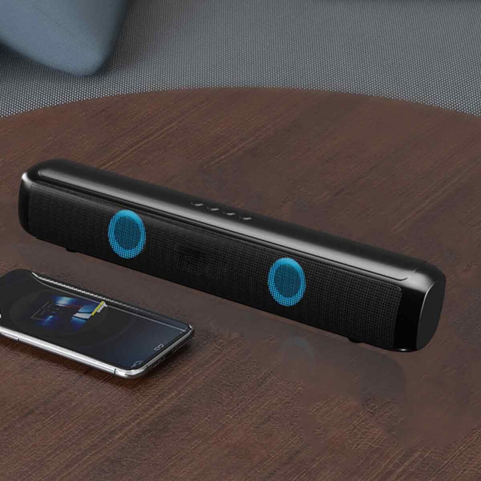 Bara de sunet soundbar, cu 4 moduri de egalizare, conexiune Bluetooth, pentru computer si dispozitive multiple, montare pe perete, Negru