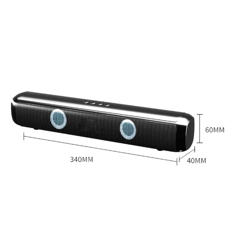 Bara de sunet soundbar, cu 4 moduri de egalizare, conexiune Bluetooth, pentru computer si dispozitive multiple, montare pe perete, Negru