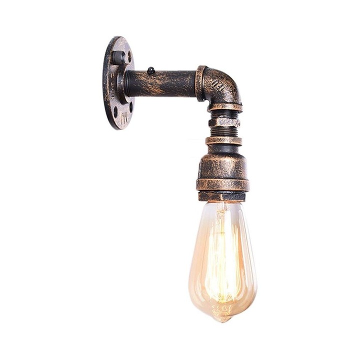 Aplica de perete, lampa de perete vintage industriala, rustica, cu brat reglabil pentru camera si hol, bronz antichizat, 1 buc.