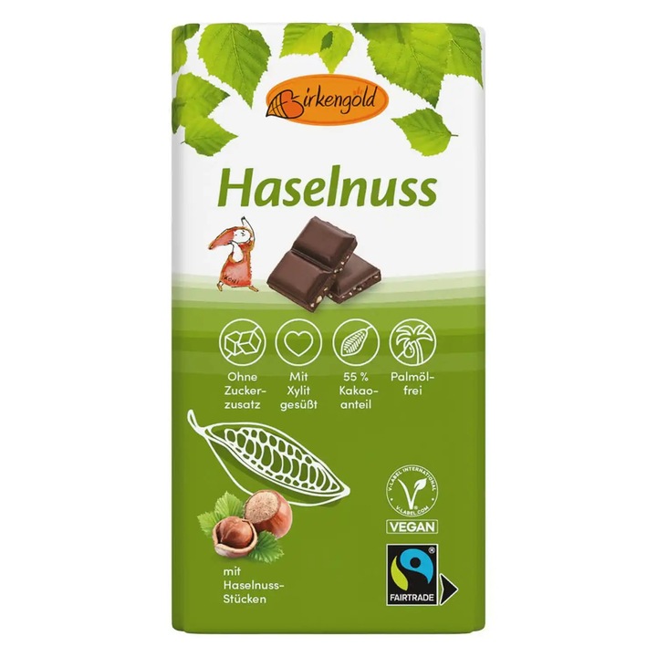 Ciocolata neagra cu alune de padure 100g Birkengold