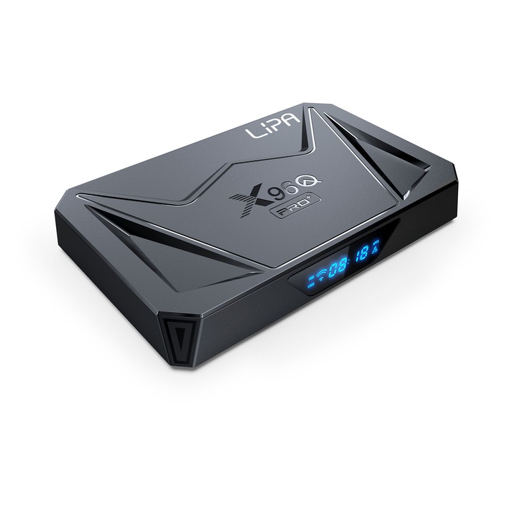 Lipa X96Q Android TV Box 4-64 GB Android 14 - Player media pentru TV - streamer media - Android TV box - LAN 1000M si Wi-Fi - Decodor 8K - Aplicatii prin Playstore si internet - Sunet Dolby - Bluetooth - Wi-Fi 6