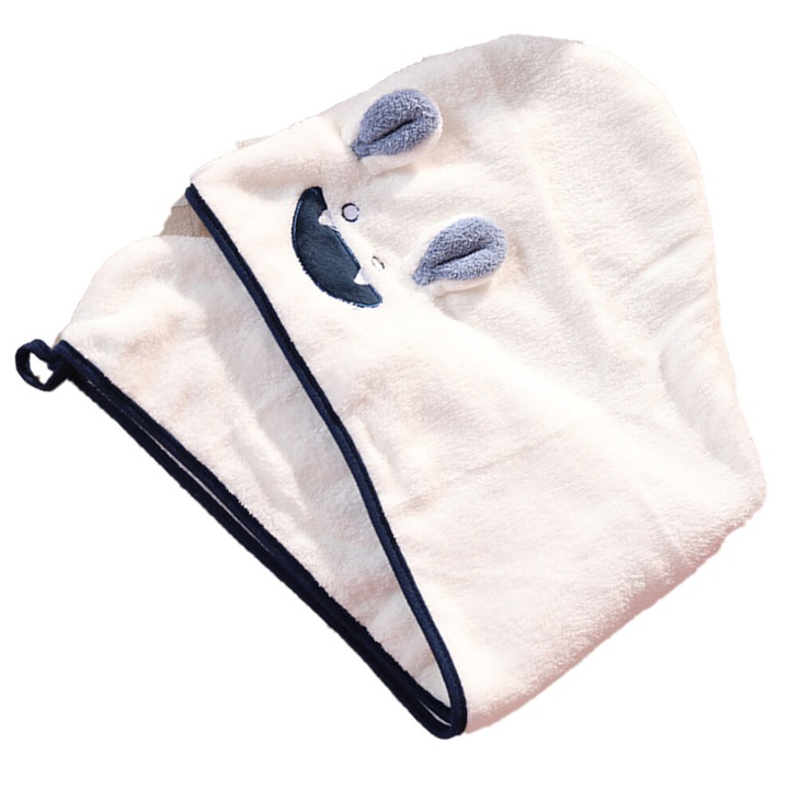 Prosop baie bebelusi unisex cu gluga si bucla elastica, absorbant, uscare rapida
