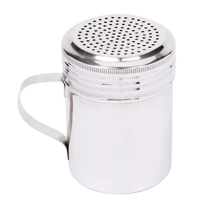 Shaker pentru condimente, dozator din otel inoxidabil, calitate profesionala, maner ergonomic, argintiu, 283 ml