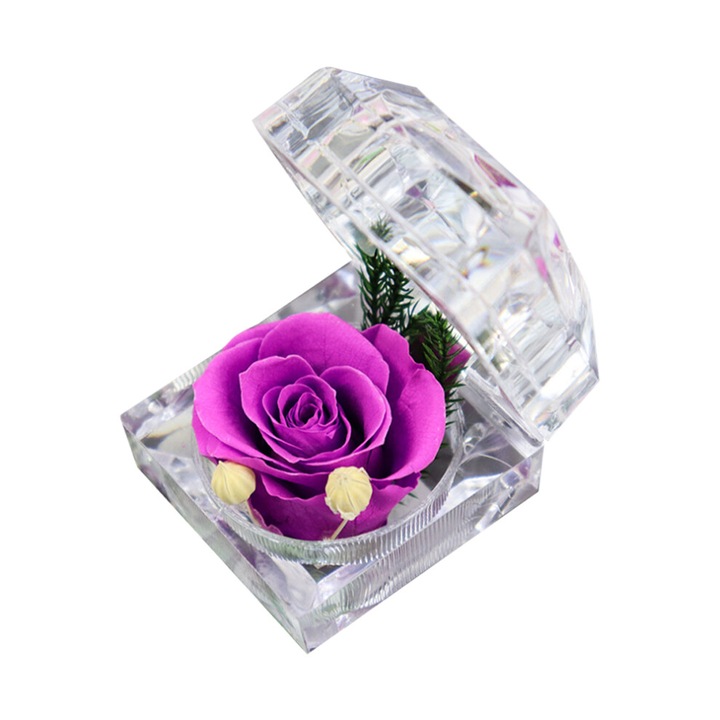Cutie cu sertar, floare stabilizata, roz, 3-5 ani conservare