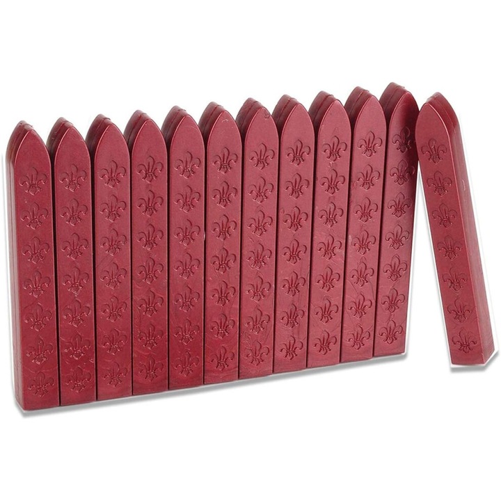 Ceara pentru sigiliu vintage, bastonete decorative, usor de topit, rosu, 12 buc