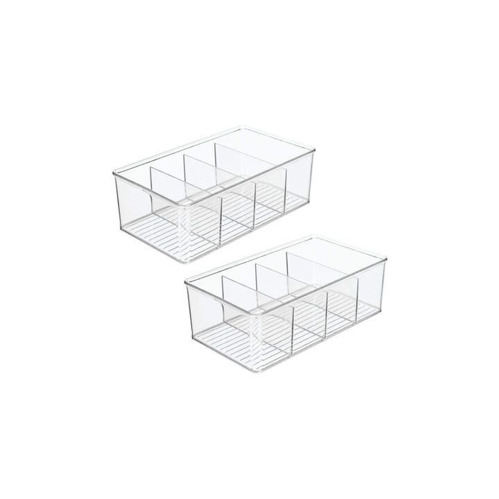 Organizator acrilic transparent cu separatoare detasabile pentru depozitare multifunctionala