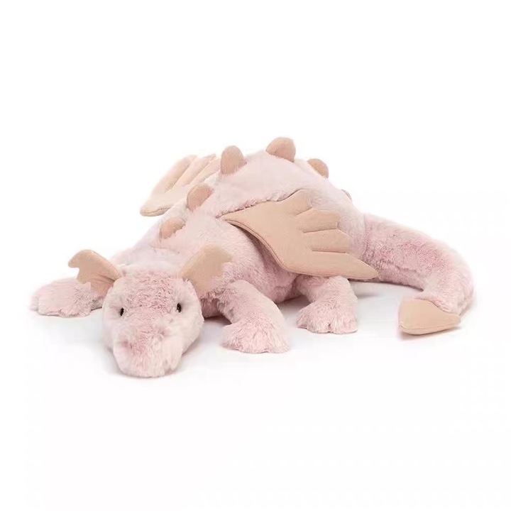 Jucarie de plus Jellycat Pink Dragon, moale, pufoasa, 50 cm, roz