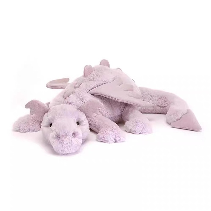 Плюшена играчка Jellycat лилав дракон 50см 3D очи