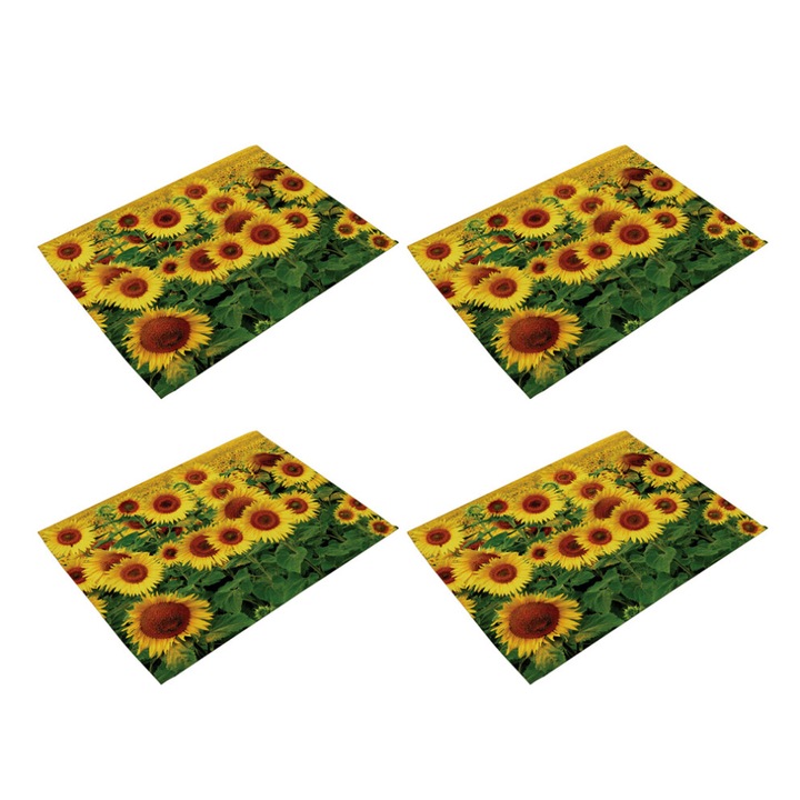 Set 4 suporturi pentru masa, ultra absorbante, lavabile, rezistente la pete, bumbac si in, Multicolor, 4 bucati