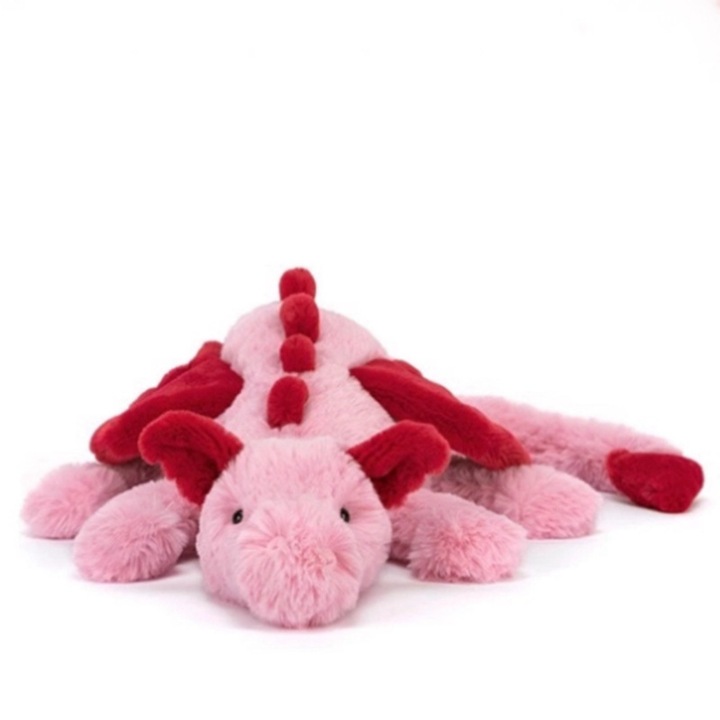 Плюшена играчка Jellycat Scarlet Heart Dragon, мек плюш, за игра и декорация, розов/червен, 50 см