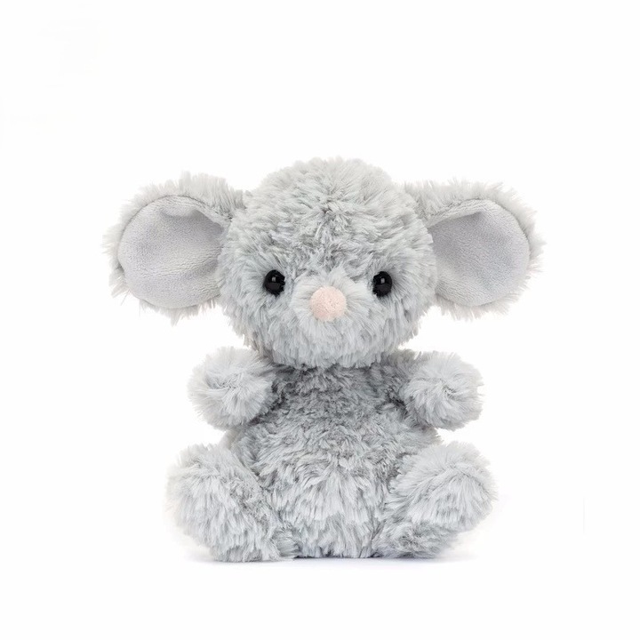 Jucarie de plus / plus Jellycat Cute Little Mouse, 15 cm, extra moale, gri