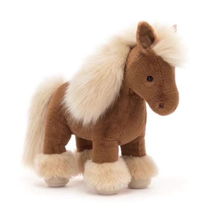 Jellycat Freya Póni plüssjáték, puha plüss, bozontos sörénnyel és lábakkal, barna/krémszínű, 32 cm