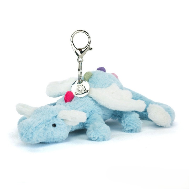 Jellycat, Blue Sky sárkány plüss kulcstartó fém gyűrűvel, kék, 69 cm