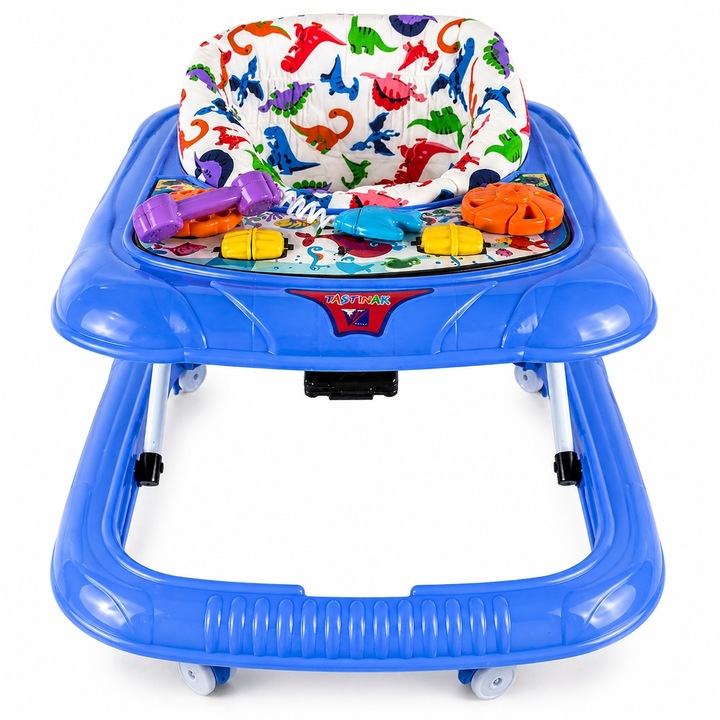Premergator reglabil pentru Bebelusi cu varsta 6-36 Luni, Pliabil cu 3 Jucarii, Material Respirabil, Greutatea Maxima 20 kg, Bigros Albastru