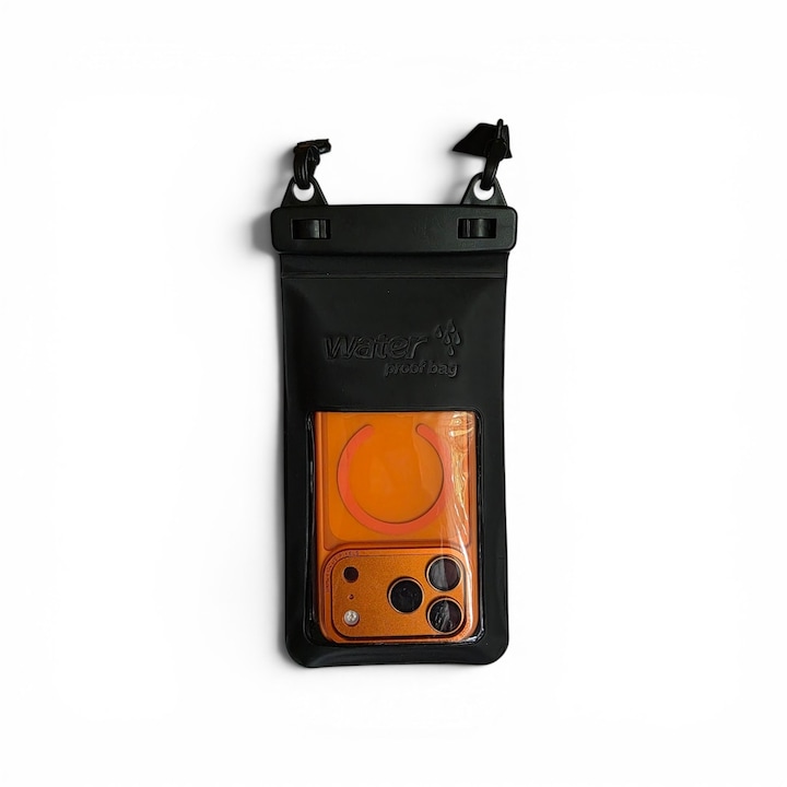 Husa Waterproof Universala pentru Telefon, PVC – Policlorura de Vinil Premium, Etansa IPX8, Protectie Apa/Nisip/Praf, Touch Functional Sub Apa, pentru Plaja, Piscina, Surf, Vacante si Sporturi Acvatice, Negru