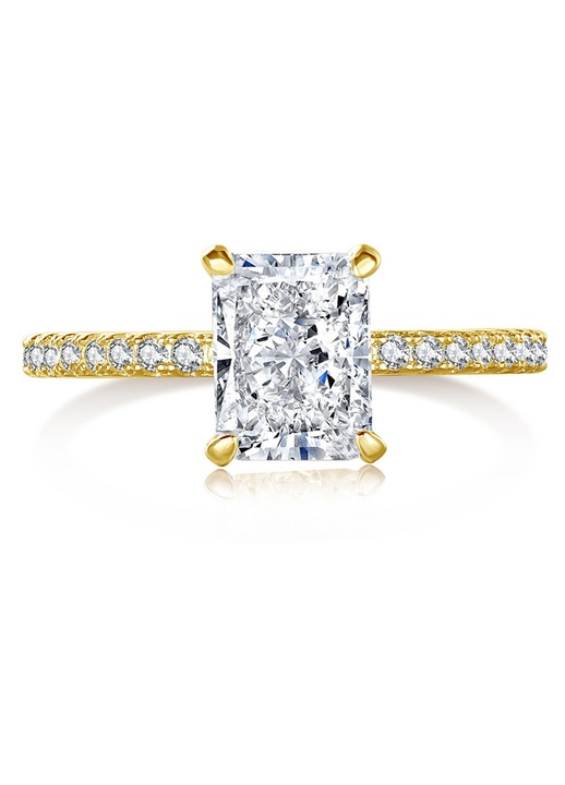 Inel cu piatra dreptunghiulara zirconiu din argint 925 placat cu aur galben 18K - amabalaj CADOU - marimea 8/18mm diametru
