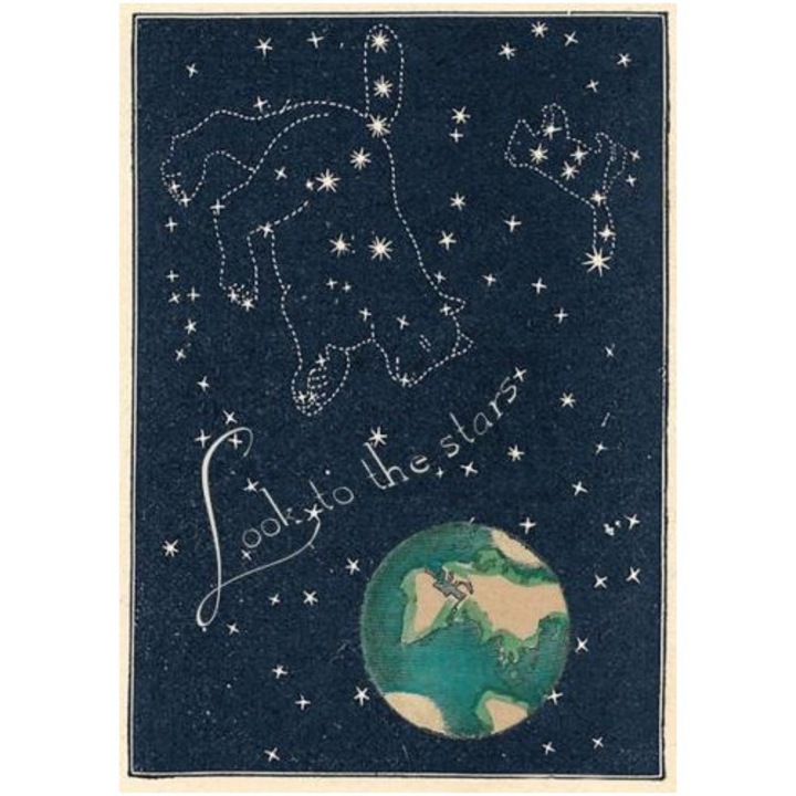 Felicitare Madame Treacle Priveste stelele, format B6, cu plic inclus, multicolor, 1 buc
