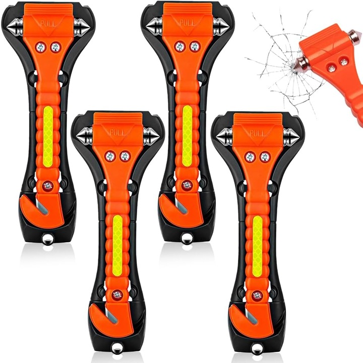 Set 2 in 1 ciocan de urgenta si taietor centura, negru, 17x7.3x2cm