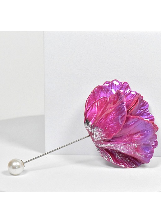 Brosa NARRU, Dalia, in forma de floare, roz si violet
