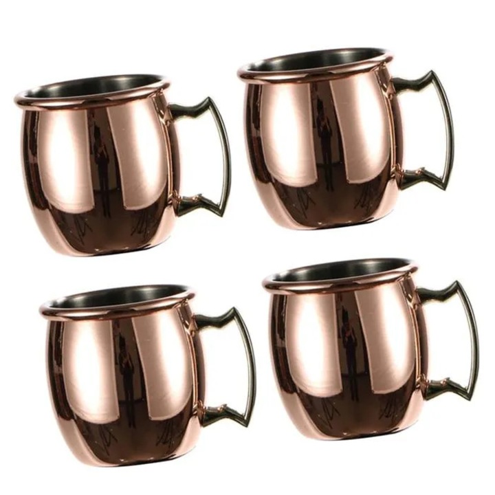 4 db kézzel készített réz Moscow Mule bögre szett, 60 ml