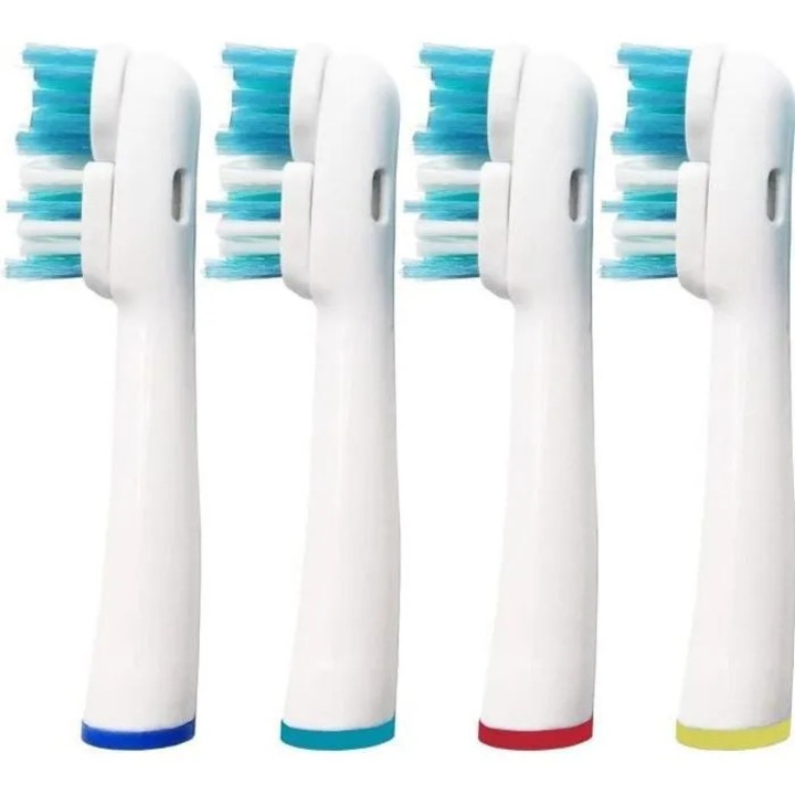 Capete de inlocuire (rezerve) pentru periuta electrica Dual Clean SB417, compatibile cu Vitality, Precision Clean, TriZone si Pro Health, pachet 2 x 4, Multicolor, 8 buc
