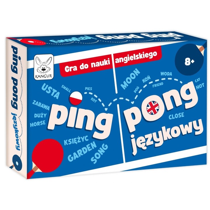 Комплект карти Kangur Ping Pong Lingvistic, за изучаване на полски-английски, образователен, 8+, Многоцветен, 1 комплект
