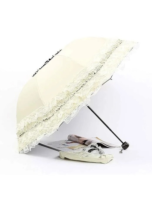 Umbrela parasol pliabila Model 3920, protectie UV UPF 50+ (LRC 2.0), dantela, ivoriu, O97 cm, 1 buc