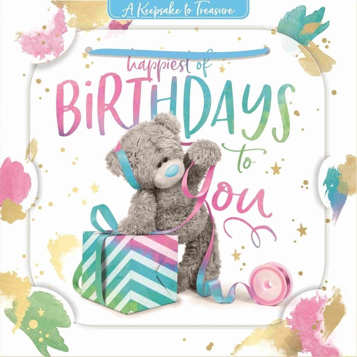Felicitare 3D holografica Carte Blanche, Me To You ursulet cu cadou, produs licentiat, multicolor, 1 buc
