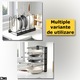 Suport Organizator SIKS Pentru Oale, Tigai Si Capace, Cu Separatoare Reglabile 19 cm, 5 Compartimente Ajustabile, Din Metal, Pentru Dulap Bucatarie, Economisire Si Organizare Spatiu, 40 x 20 x 5 cm, Negru