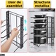 Suport Organizator SIKS Pentru Oale, Tigai Si Capace, Cu Separatoare Reglabile 19 cm, 5 Compartimente Ajustabile, Din Metal, Pentru Dulap Bucatarie, Economisire Si Organizare Spatiu, 40 x 20 x 5 cm, Negru