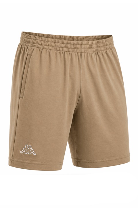 Pantaloni scurti cu talie elastica si snur reglabil din 100% bumbac cu logo brodat, Kappa, Basic Cabas, Maro Cafeniu, M