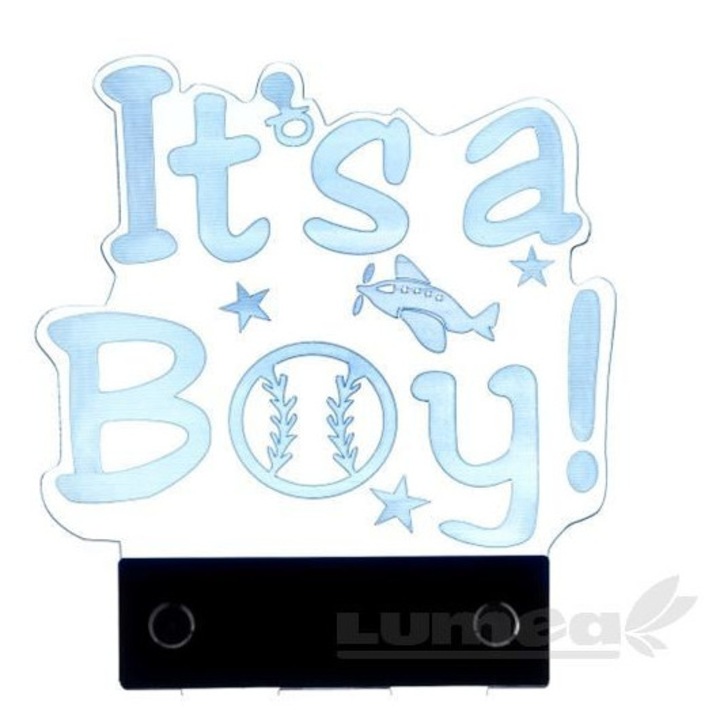 Akril tortadísz, It's a Boy - LED tortadísz