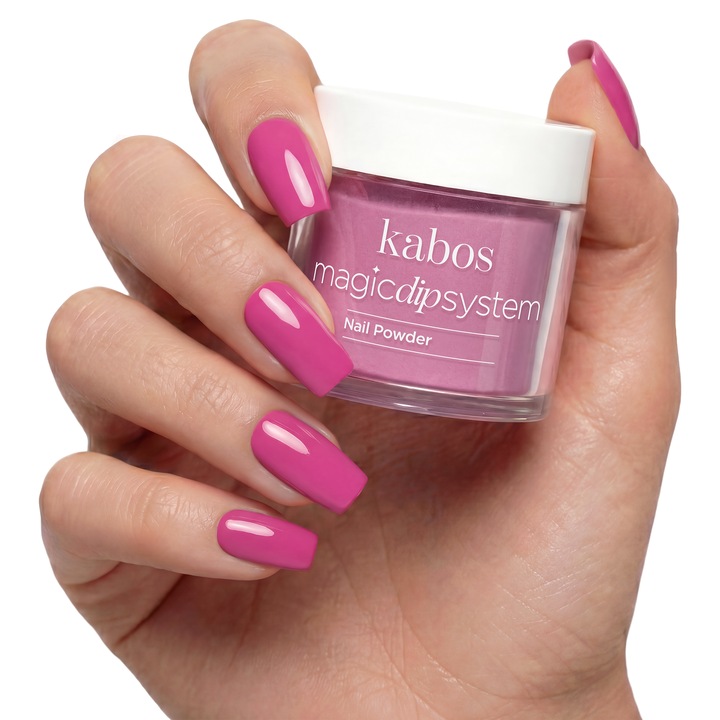 Pudra acrilica Dipping Powder, Culoare Intensa fara Lampa, Kabos Magic Dip System, 024 Magenta Pink, 20 g, Intarire Naturala