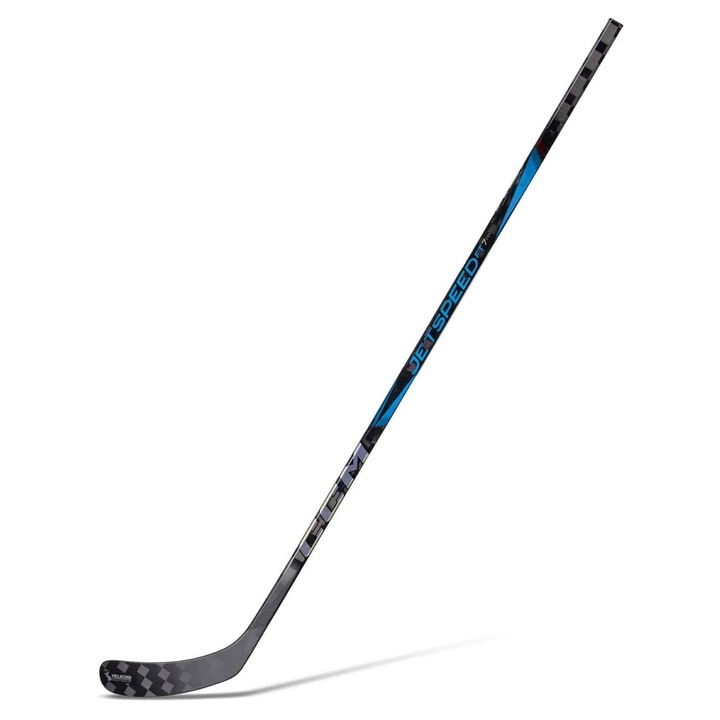 CCM, Hibrid kickpointtal és Helicoid RR-110 X-Soft lappal ellátott karbon kompozit jégkorongütő, FT Microfeel Grip, JetSpeed FT7 Pro, Kék, 28" SR, 80 flex