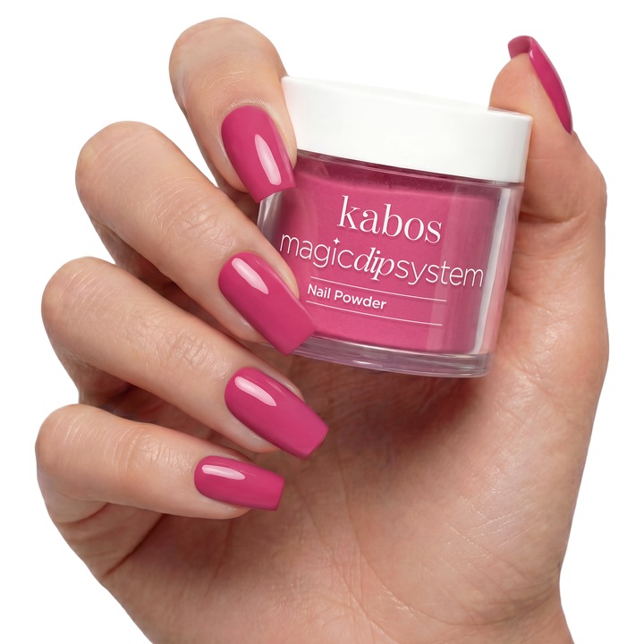 Pudra acrilica Dipping Powder, Culoare Intensa fara Lampa, Kabos Magic Dip System, 023 Bubble Pink, 20 g, Intarire Naturala