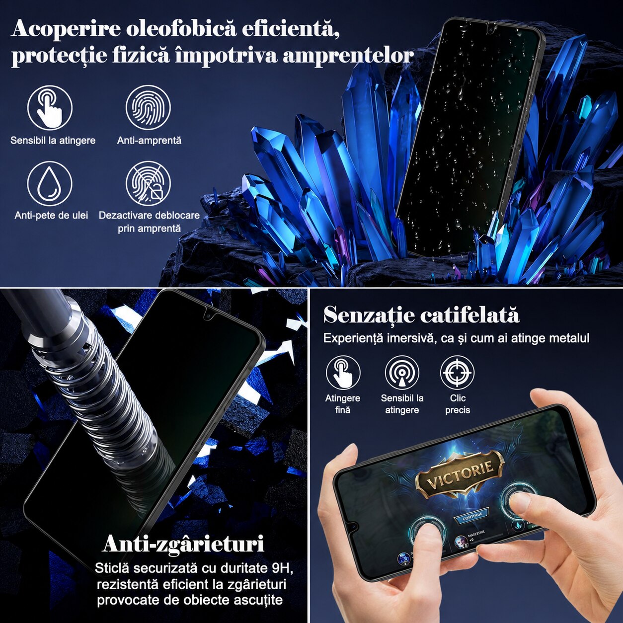 Folie sticla Privacy compatibila cu Samsung Galaxy A26 Full Glue, Sticla Securizata, Anti-Spy, Claritate HD, Aplicare Usoara, Negru