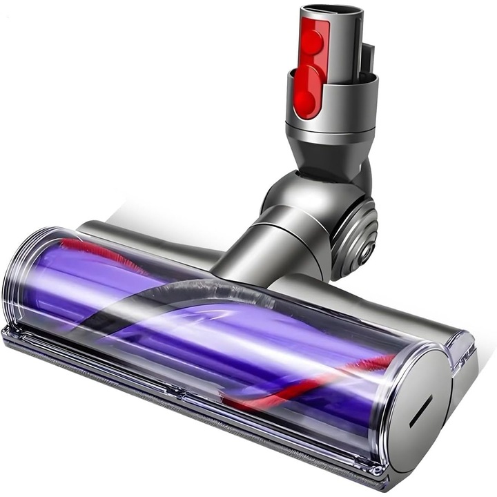 Perie motor 967483-04 pentru Dyson V7/V8/V10/V11/V12/V15, SV10/SV11/SV12/SV14/SV20, perie rotativa cu motor 50W, 43 lame anti-incurcare, pivot 180°, mov/transparent, 1 buc