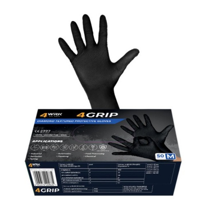 Manusi nitril mecanici 4GRIP negru 50 buc marimea XL/10