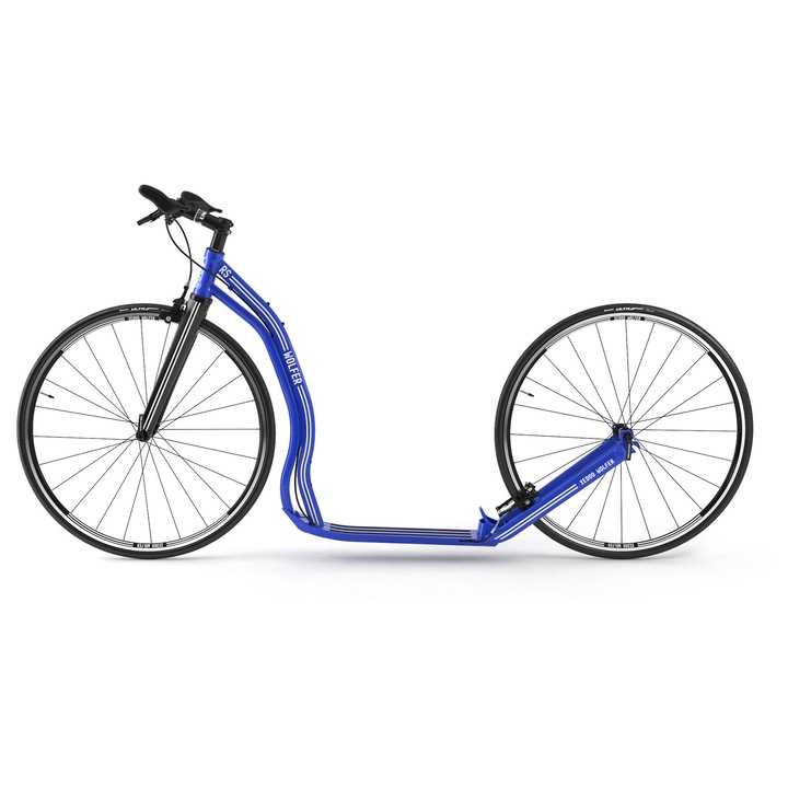 Yedoo Wolfer RS roller, könnyű alumínium váz, karbon villa, 28"/28" Continental kerekek defektvédelemmel, kék, 120 kg