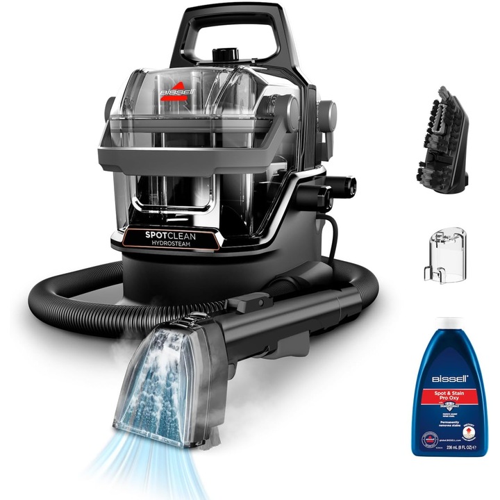Aparat de Curatare cu Abur BISSELL 3689N, Potrivit pentru Tapitei si Covoare, Tehnologie HydroSteam, Curatare si Aspirare Umeda, Motor de 1000W, Putere de Aspirare de 16.760 Pa