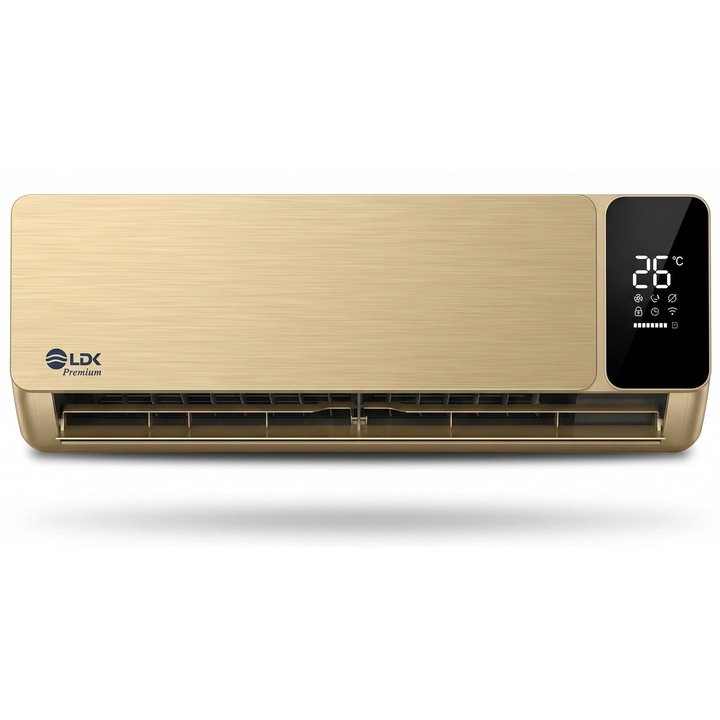 Aer conditionat LDK PREMIUM 13.000 BTU GOLD, Putere 3.80 kW, Clasa A++, Inverter, Autocuratare, Sleep, Eco, Timer, Wi-Fi, Turbo, Afisaj LED