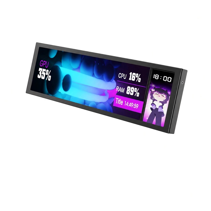 USB Másodlagos Kijelző PC 9.2'' IPS, Gaming PC, Bluvista®, Teljesítményfigyelés, Hőmérsékletek, Folyamatok videokártyához, merevlemezhez, processzorhoz, USB csatlakozás HDMI nélkül, Fekete