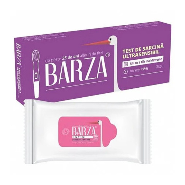 Barza Test de sarcina card ultrasensibil + servetele intime cadou