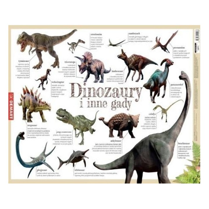 Demart Dinoszauruszok többszínű asztali alátét 36.5x54.9cm laminált