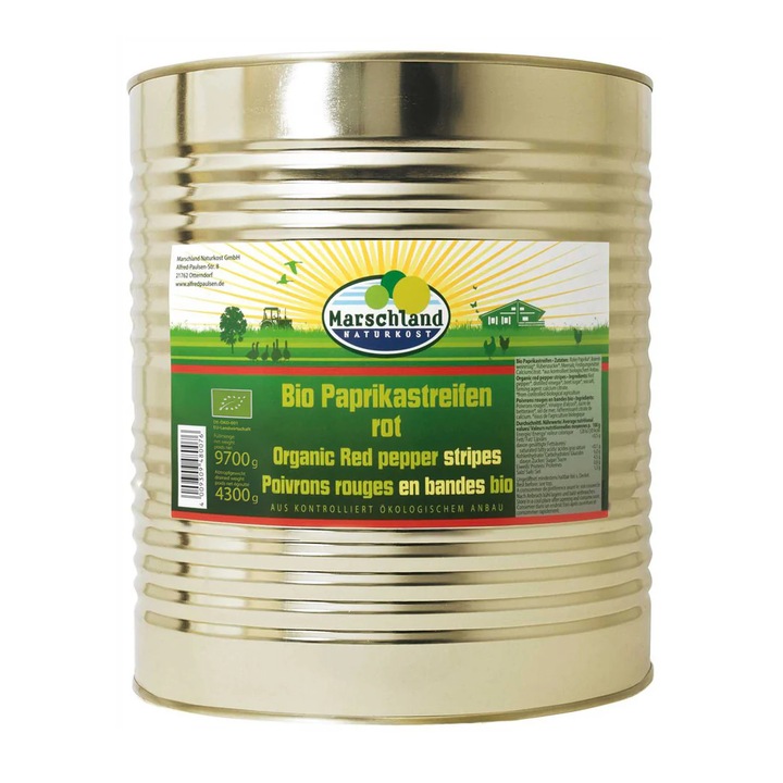 Bio pirospaprika csíkok, 10200ml, Marschland Naturkost