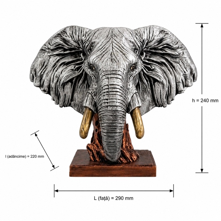 Figurina decorativa cap de elefant