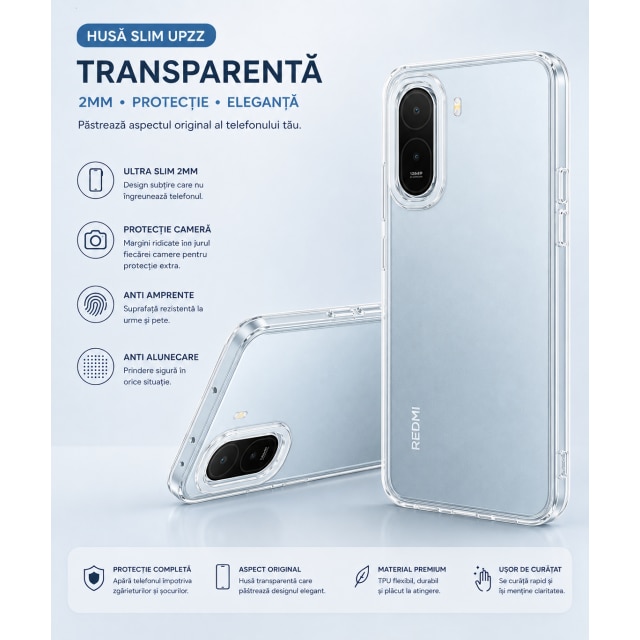Husa Upzz® Slim, Compatibila Cu Xiaomi Redmi A7 PRO, Pastreaza Aspectul Original, Transparenta