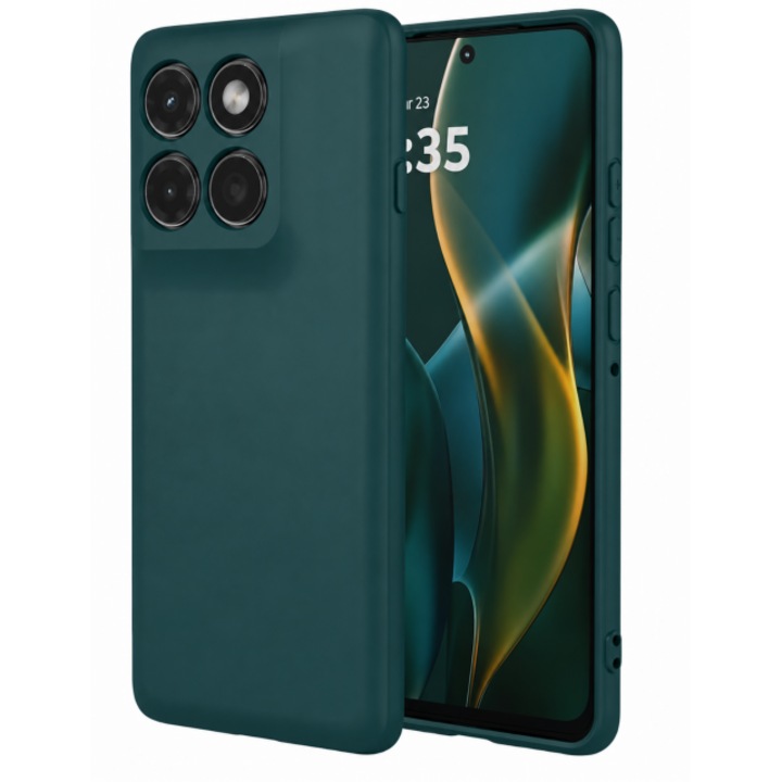 Husa Upzz® Slim New Compatibila Cu Motorola Edge 70 FUSION, Silicon Soft Slim Anti Amprente, Protectie La Camera, Verde